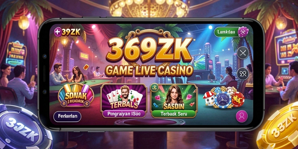 Screenshot gameplay 369ZK menampilkan dealer langsung dan suasana kasino yang menarik.