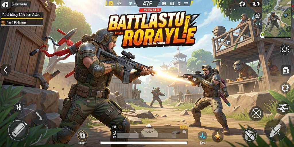 Screenshot gameplay 47F menampilkan aksi seru dalam Battle Royale.