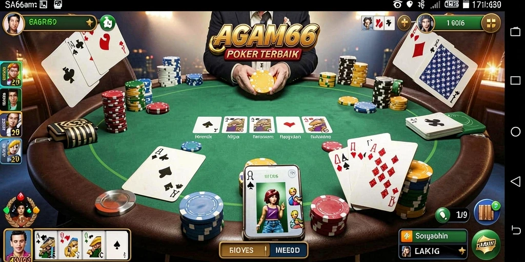 Menampilkan gameplay seru dalam permainan Poker AGAM66.