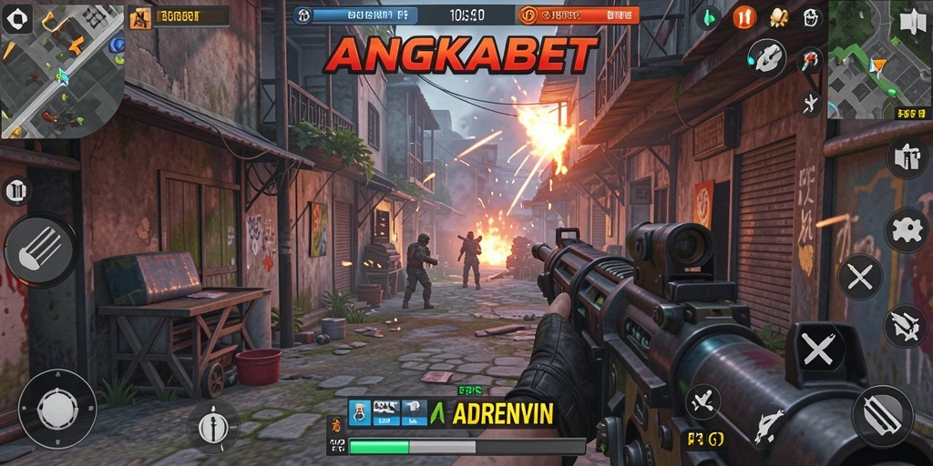 Tampilan gameplay intens di ANGKABET yang penuh aksi.