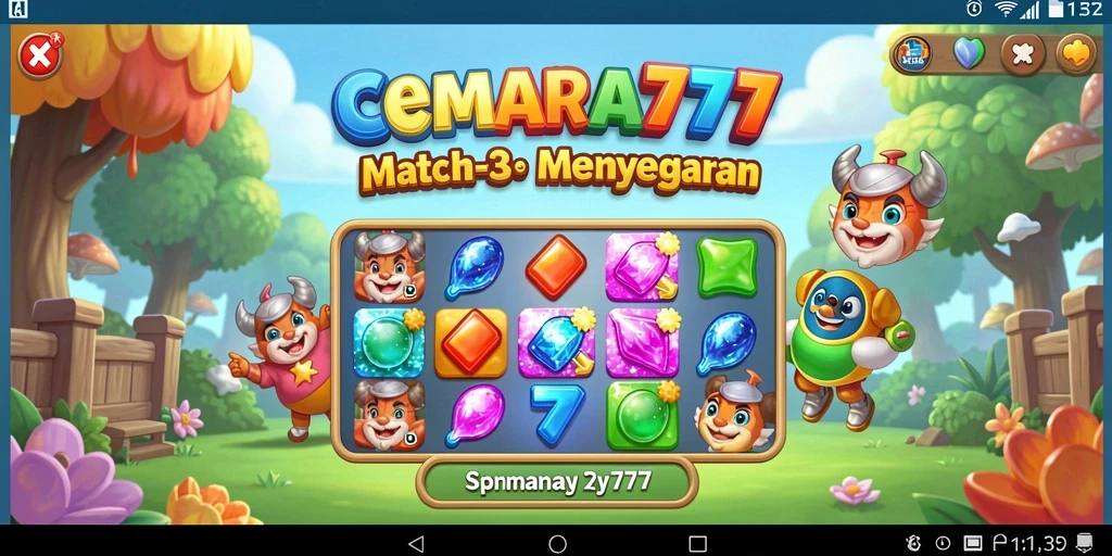 Tangkapan layar gameplay CEMARA777 menampilkan momen seru permainan Match-3.