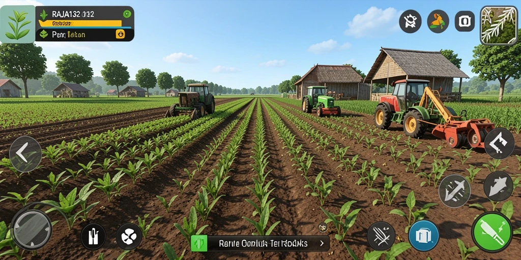 Tampilan gameplay <strong>RAJA132</strong> dengan grafis yang menawan dan detail pertanian yang hidup.