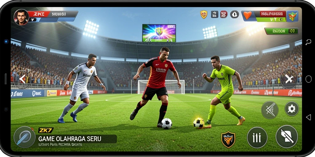 Tangkapan layar ZK7 menunjukkan momen mendebarkan dari pertandingan olahraga.